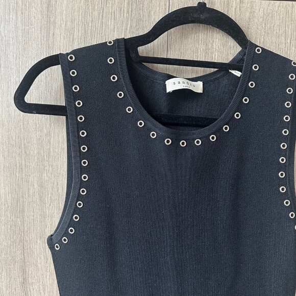 Sandro Black Rivet Fit and Flare Dress- Size 2 - Picture 2 of 3
